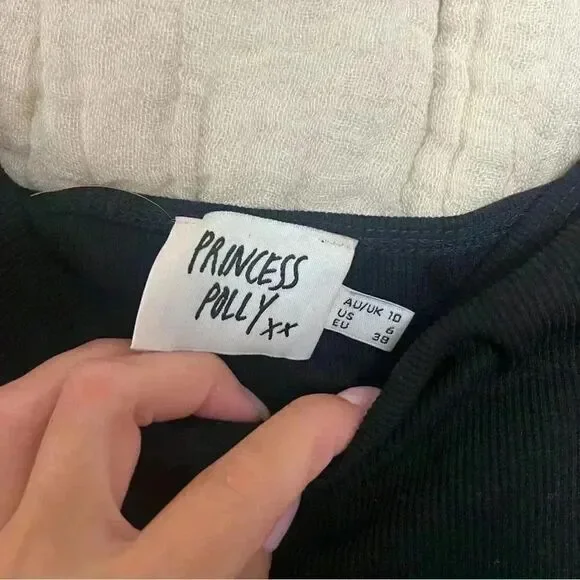 Princess Polly Black Off the Shoulder Ribbed Bodysuit - Picture 3 of 4